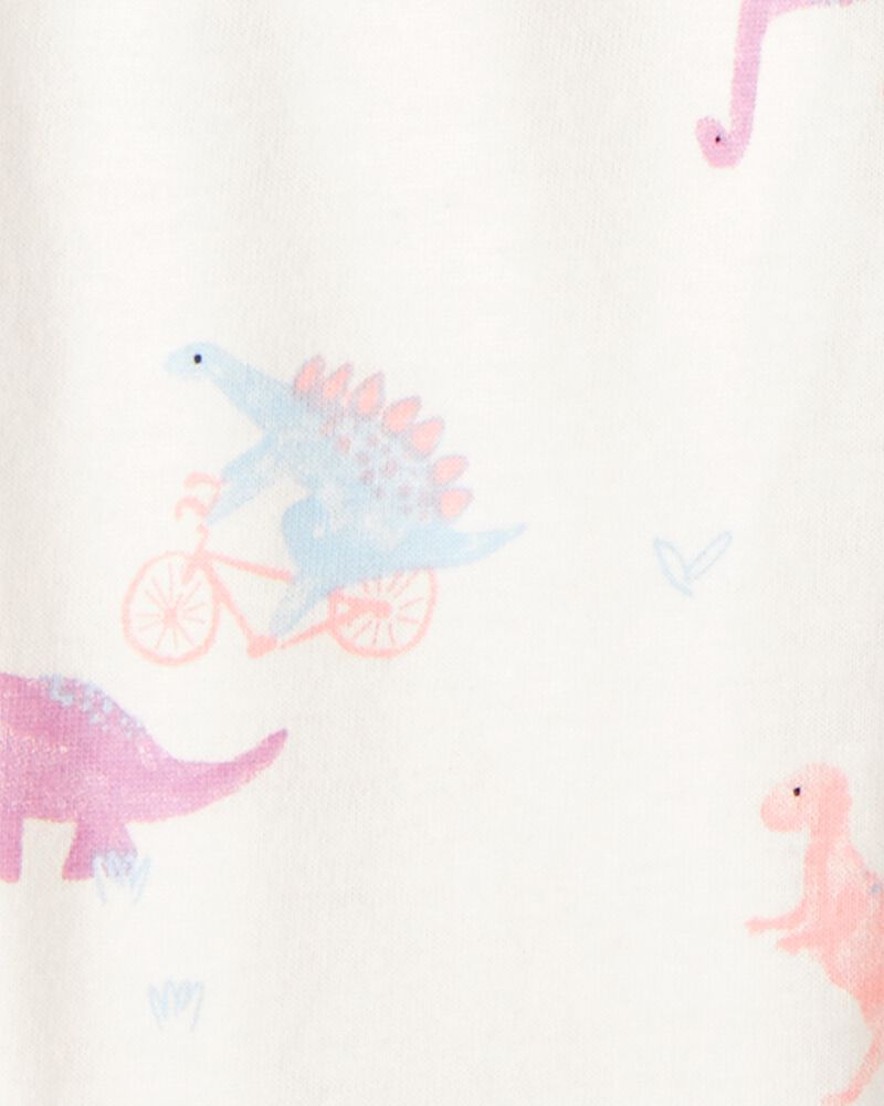 Baby Girl Dinosaur Print Cotton Long-Sleeve Tee & Pant Set - Pink/White, image 3 of 5 slides