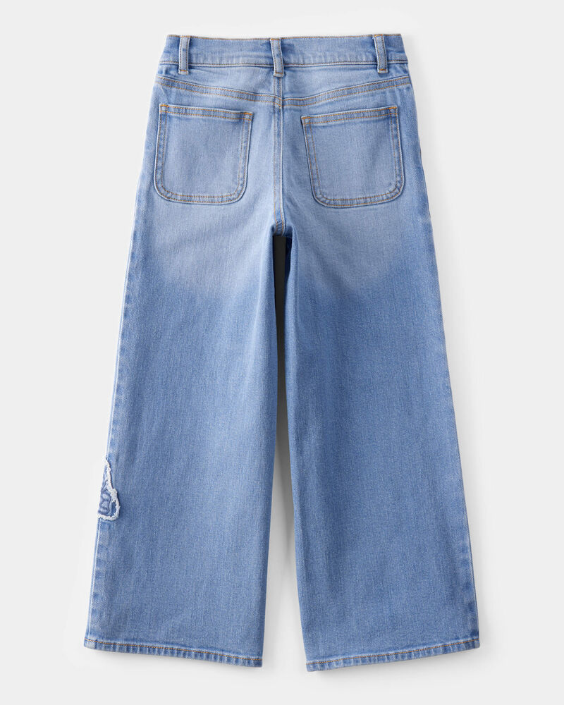 Kid Baggy Butterfly Embroidered Jeans - Ozone Wash, image 2 of 5 slides