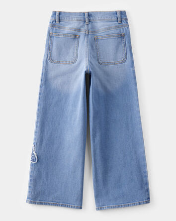 Kid Baggy Butterfly Embroidered Jeans - Ozone Wash, 
