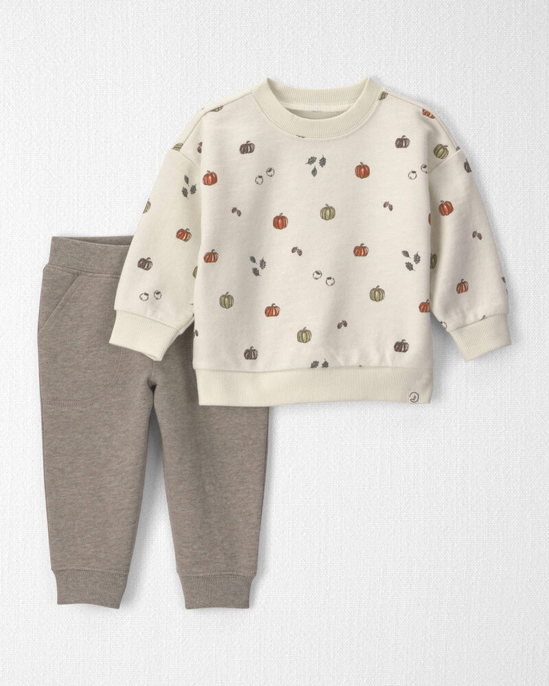 Baby 2-Piece Organic Cotton French Terry Top & Pant Set, image 1 of 4 slides