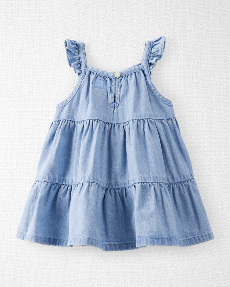 Baby Organic Cotton Chambray Dress , image 2 of 5 slides