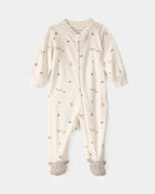 Baby Easter Bunny 100% Cotton 2-Way Zip Sleeper - Cream, image 1 of 5 slides