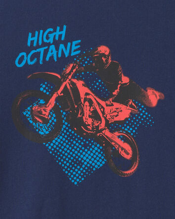 Boys 'High Octane' Motorcycle Long-Sleeve Graphic Tee - Navy Blue, 