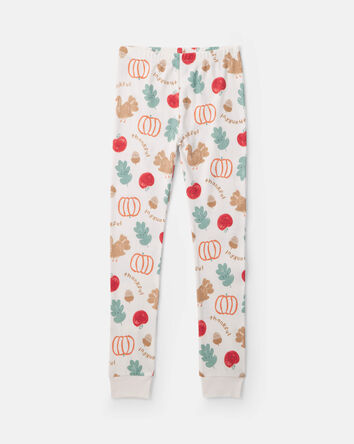 Kids 2-Piece Thanksgiving 100% Cotton Snug Fit Pyjama Set - Cream, 
