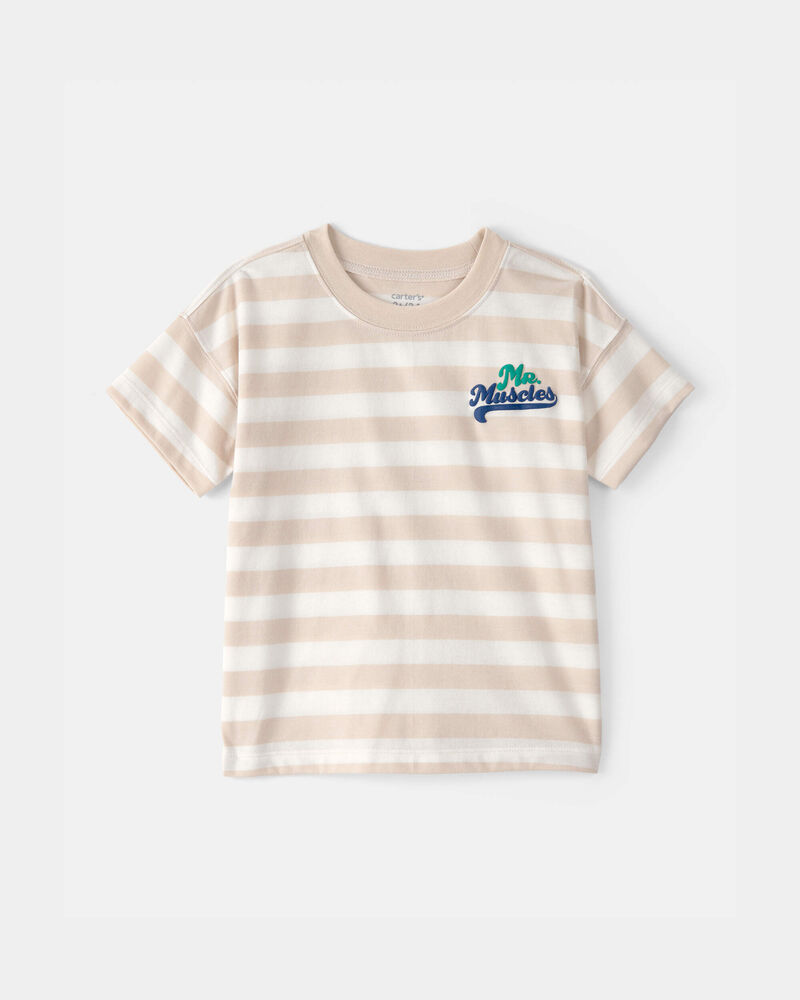 Tout-petit gar&ccedil;on - T-shirt &agrave; rayures &laquo;Mr. Muscles&raquo; - Beige, image 1 sur 3 diapositives