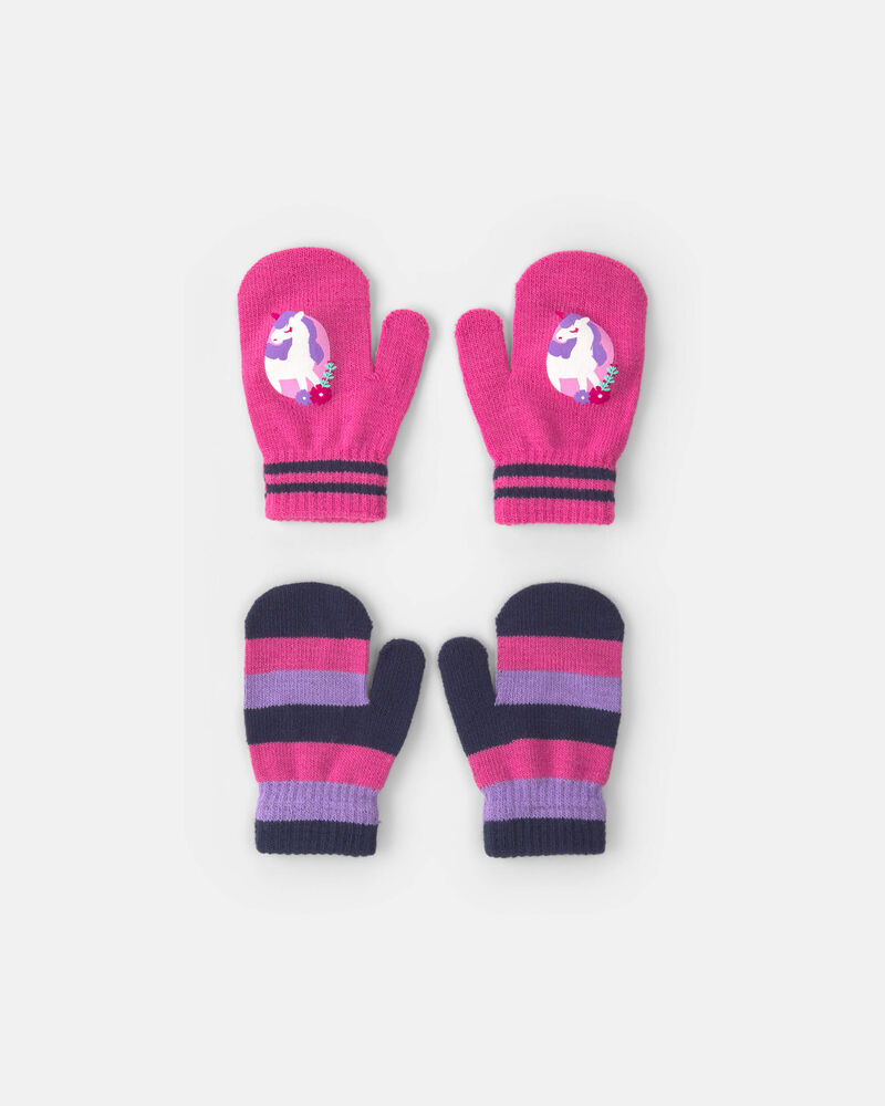 Tout-petit fille - Emballage 2 paires de mini mitaines Kombi - Licorne, image 1 sur 1 diapositives