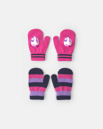Tout-petit fille - Emballage 2 paires de mini mitaines Kombi - Licorne, 