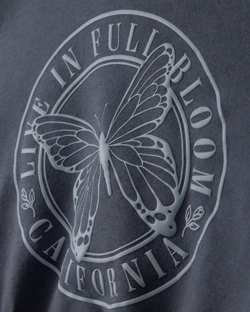 Girls 'Butterfly' Fleece Zip-Up Hoodie - Navy Blue, image 3 of 6 slides