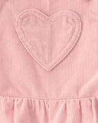 B&eacute;b&eacute; fille - Ensemble 2 pi&egrave;ces salopette en velours c&ocirc;tel&eacute; &agrave; motif c&oelig;urs &ndash; Rose, image 4 sur 5 diapositives