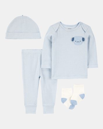 Baby 4-Piece Puppy Print Outfit Set, 