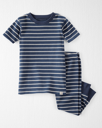 Baby Organic Cotton Pyjamas Set in Stripes-Blue, 