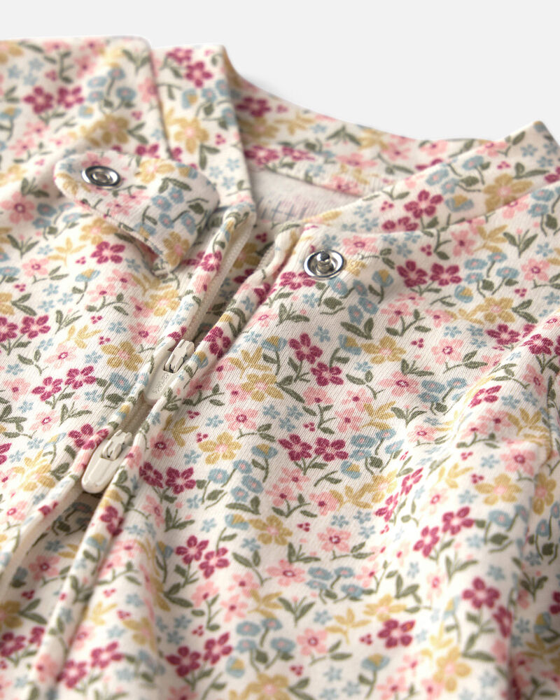 B&eacute;b&eacute; fille - Grenouill&egrave;re en coton biologique &agrave; motif Floral, image 3 sur 4 diapositives