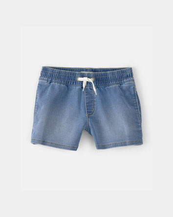 Girls Denim Drawstring Pull-On Shorts - Medium Wash, 