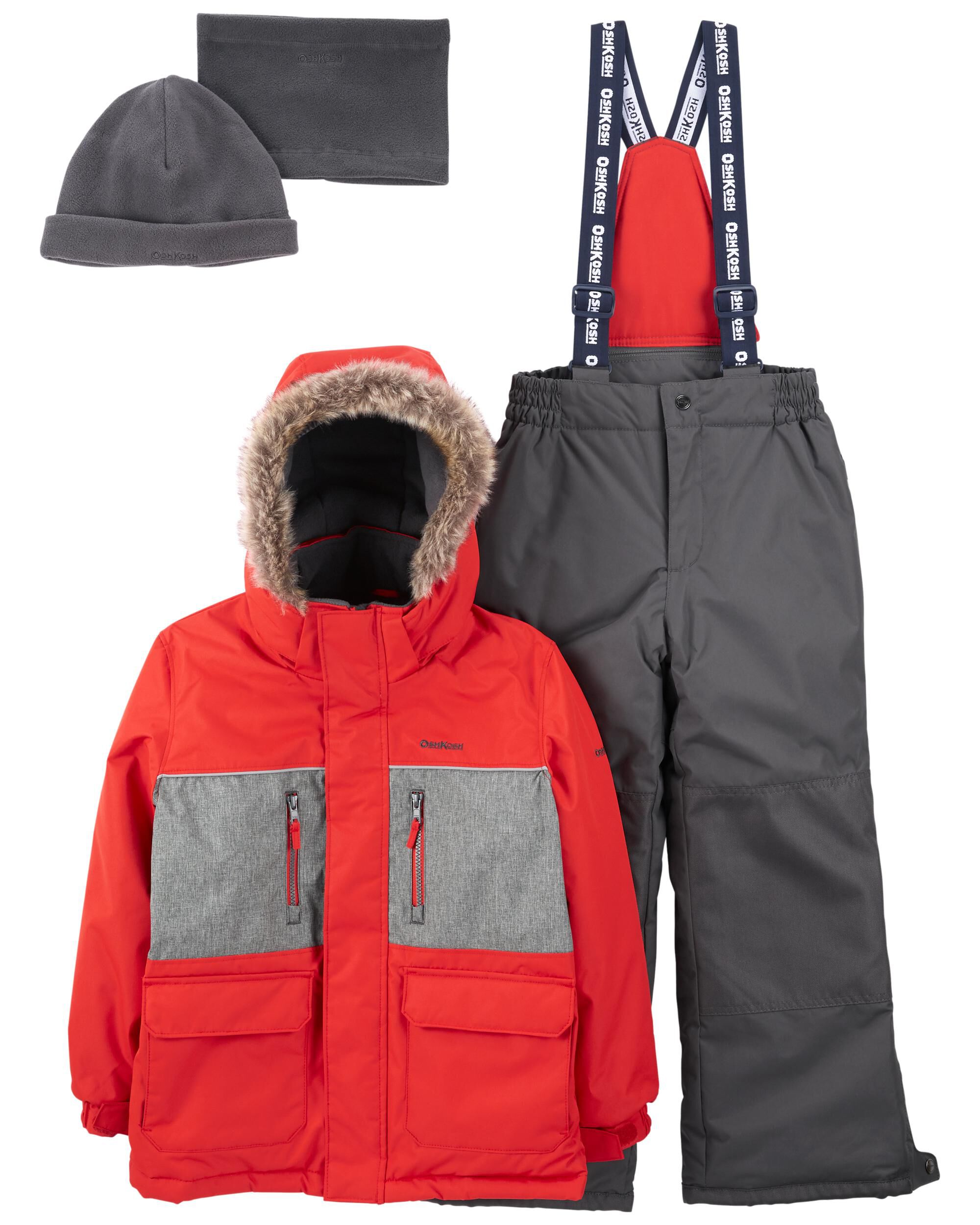 Red Grey 2 Piece Snowsuit With Bonus Hat Neck Warmer Carter s