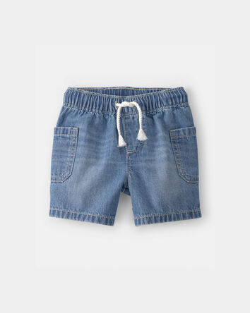 Baby Boy Denim Drawstring Shorts - Blue, 