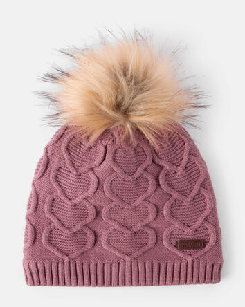 Filles - Tuque torsadée à pompon et cœur KOMBI pour jeunes, 