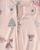 B&eacute;b&eacute; fille - Pyjama ajust&eacute; 1-pi&egrave;ce PurelySoft &agrave; motif Woodland - Rose, image 6 sur 7 diapositives
