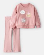 Toddler Girl Cat Pullover & Pant Set - Pink, image 1 of 5 slides