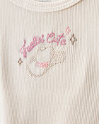 Baby Girl Cowgirl Hat Cotton Short-Sleeve Top - Ivory, image 2 of 4 slides