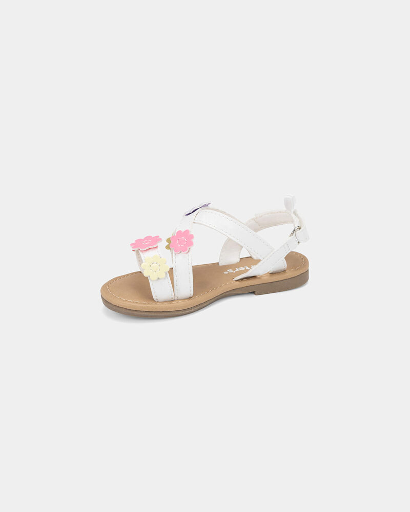 Toddler Girl Flower Sandals - White, image 6 of 6 slides
