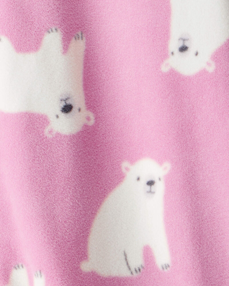 Baby Girl 1-Piece Polar Bear Fleece Footie Pyjama - Pink, image 3 of 5 slides