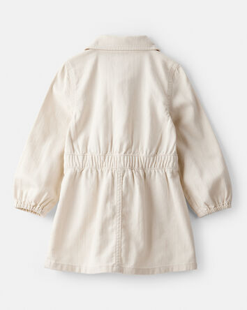 Tout-petit fille - Robe à manches longues en coton brodée – Blanc, 