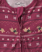 Baby Fair Isle PurelySoft&trade; 2-Way Zip Sleep & Play Pyjamas - Burgundy, image 5 of 9 slides