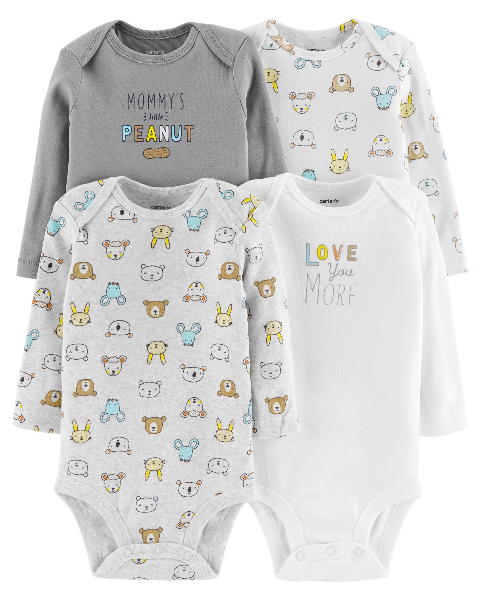 4 Pack Long Sleeve Original Bodysuits Carter S Oshkosh Canada