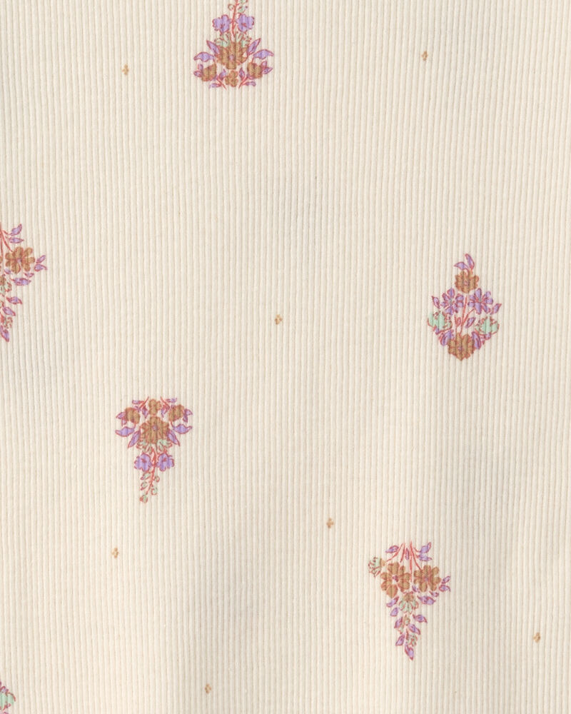 Girls Floral Long-Sleeve Top - Cream, image 2 of 3 slides