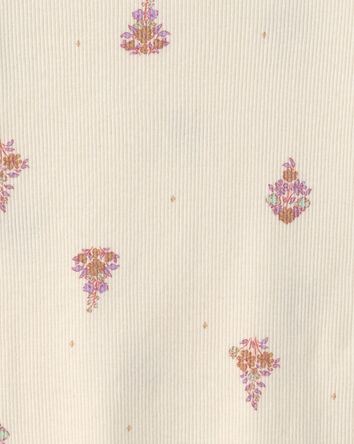 Filles - Haut manches longues &agrave; motif floral - Cr&egrave;me, 