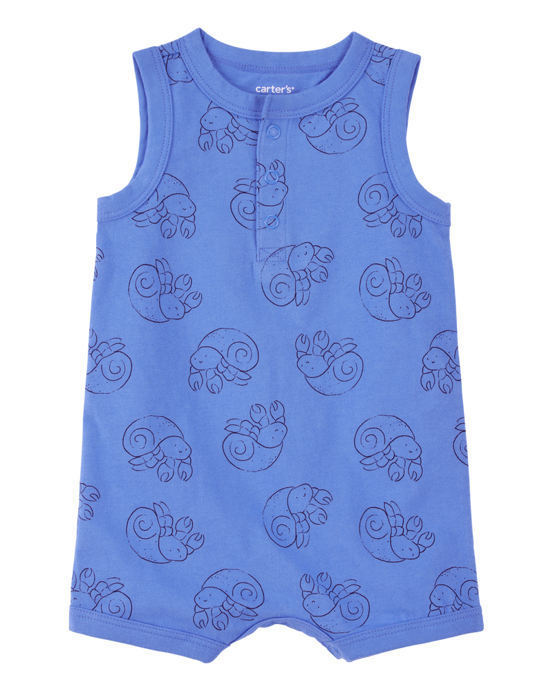 Baby Hermit Crab Print Cotton Romper, image 1 of 3 slides