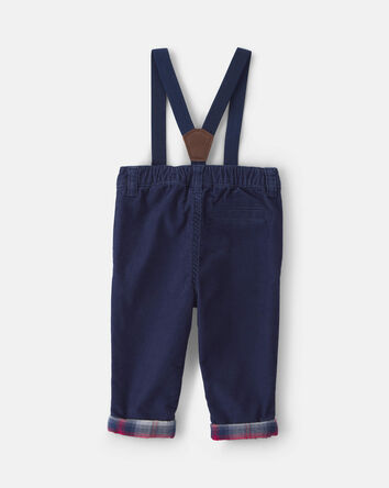 Baby Boy Corduroy Suspender Pants - Blue, 