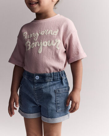 Toddler Girl Mom Short in Denim, 