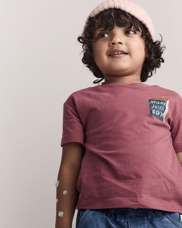 Toddler Hold My Juicebox Short-Sleeve Relaxed Graphic Tee - Burgundy, 