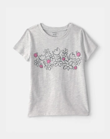 Tout-petit fille - T-shirt &agrave; imprim&eacute; fleurs et coccinelles - Gris, 