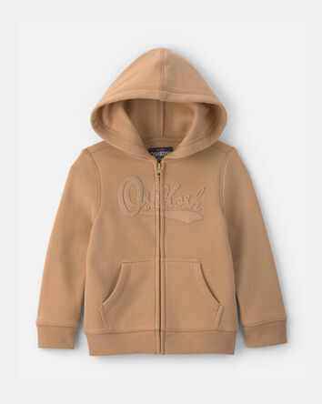 Tout-petit gar&ccedil;on - Chandail &agrave; capuchon en molleton &agrave; fermeture &agrave; glissi&egrave;re et logo OshKosh - Brun, 