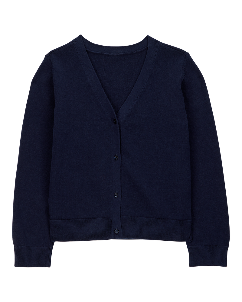 Enfant Cardigan d’uniforme scolaire à boutons - Bleu marine, image 1 sur 3 diapositives