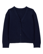Enfant Cardigan d’uniforme scolaire à boutons - Bleu marine, image 1 sur 3 diapositives