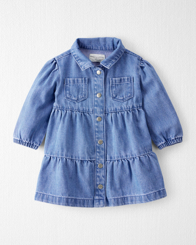 Baby Girl Organic Cotton Chambray Dress, image 1 of 6 slides