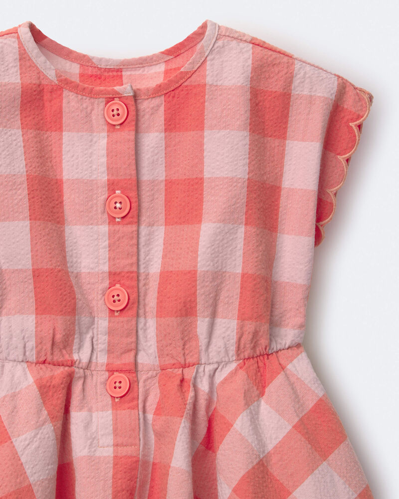 Toddler Girl Avenue Twirl&trade; Gingham Scalloped Dress - Light Pink/Orange, image 7 of 7 slides