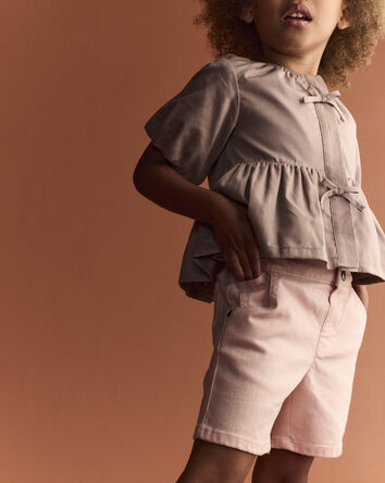 Toddler Girl Puff-Sleeve Peplum Top - Mauve, 