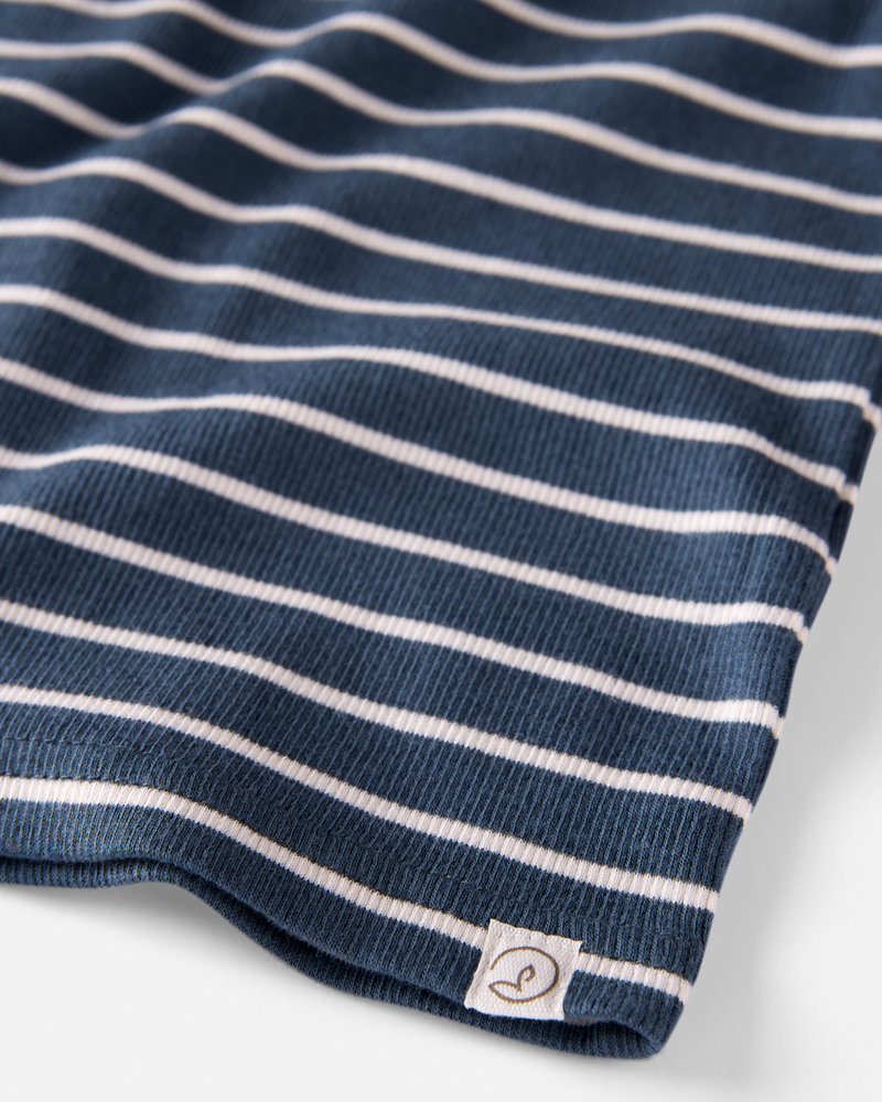 Toddler Organic Cotton Pyjama Set in Stripes-Blue, image 2 of 4 slides