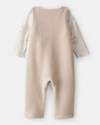 Baby Boy 2-Piece Bear Sherpa Long-Sleeve Overall Set - Brown, image 2 of 7 slides