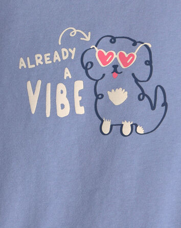 Baby Girl 'Already A Vibe' Dog Long-Sleeve Graphic Bodysuit - Blue, 