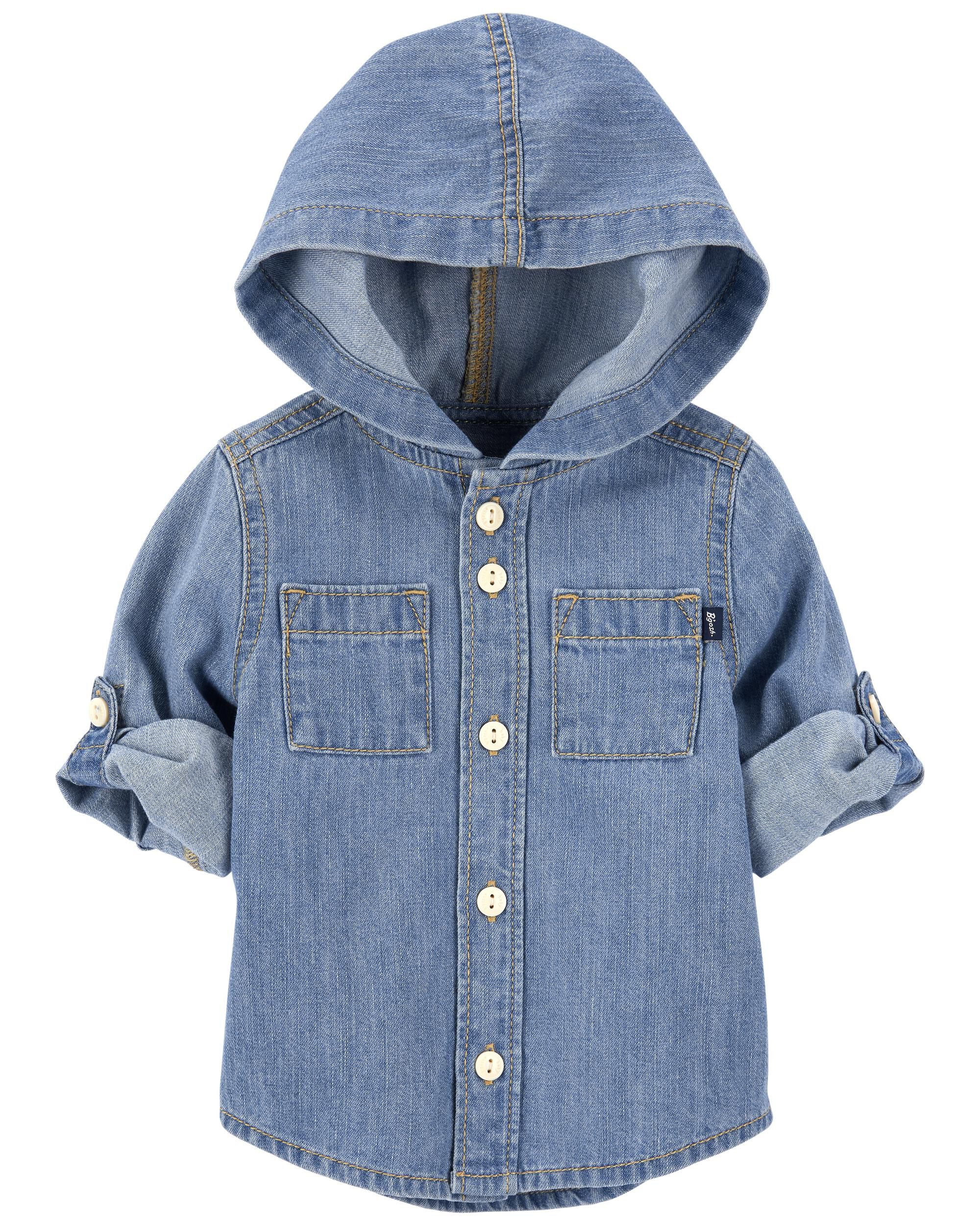 Hooded denim shirt online