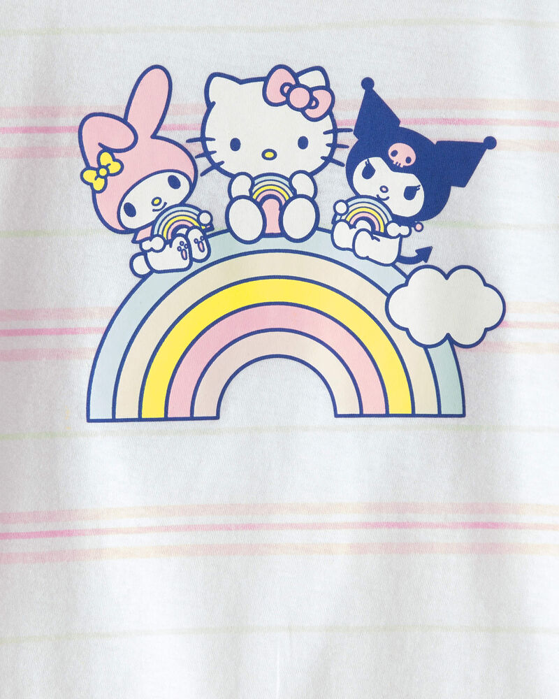 Girls Hello Kitty&reg; Striped Graphic Tee - White, image 2 of 2 slides