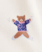 Toddler Girl Snow Animals DreamPlush Snug Fit Long-Sleeve 2-Way Zip 1-Piece Pyjamas - White, image 2 of 3 slides