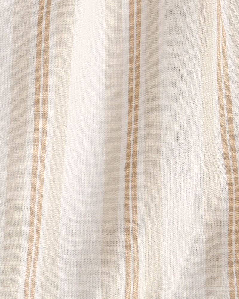 Boys Striped Linen Shorts - Tan/Ivory, image 3 of 4 slides