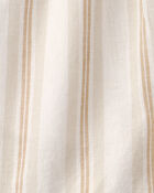 Boys Striped Linen Shorts - Tan/Ivory, image 3 of 4 slides