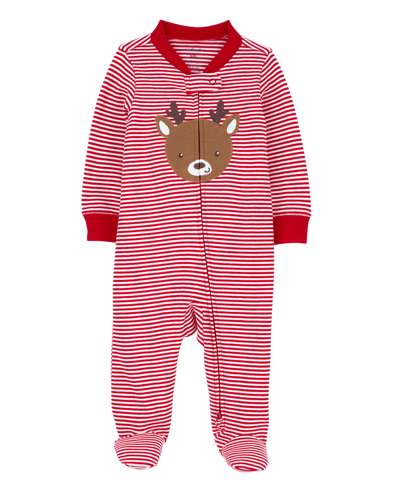 Baby Reindeer 2 Way Zip Cotton Sleeper Pyjamas